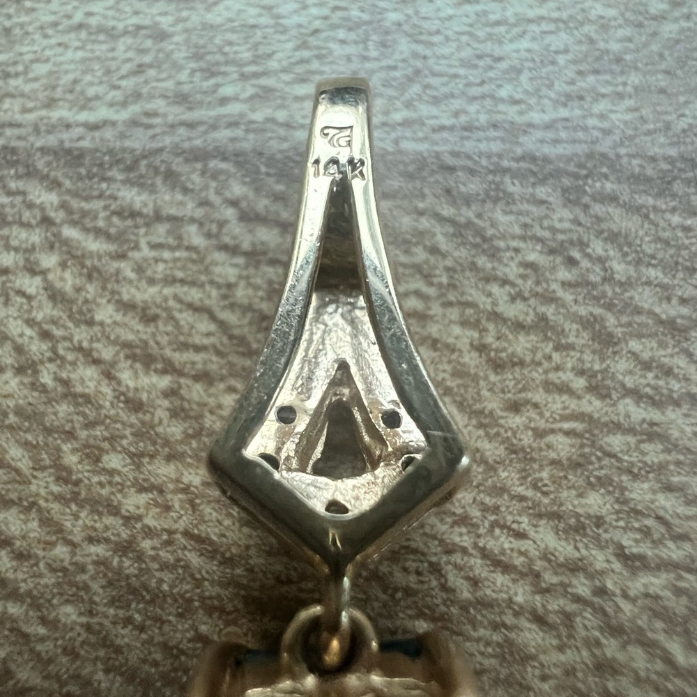 14K Gold Parti-Colored Blue/Violet/Teal Topaz and Diamond Pendant - Picture 4 of 4